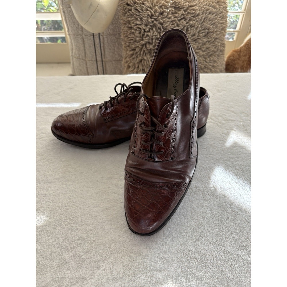 Mezlan Cantabria Men's 11 Genuine Crocodile Oxford Shoes SPAIN - Needs Repair